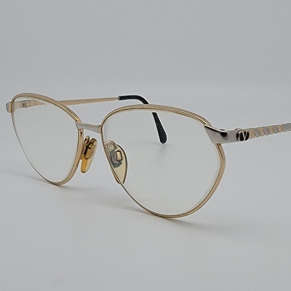 Valentino V358 902 Silver Gold Eyeglasses Frame Italy 56-14-130
